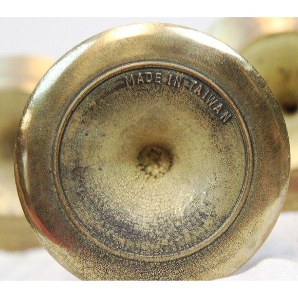 Vtg 1970s 5 Brass Taper Candlesticks Holders Graduating Dinner Tiered Skinny - Picture 7 of 7